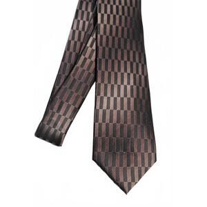 Vintage Kenneth Cole REACTION Brown & Black Geometric Silk Necktie, 3.25 X 58